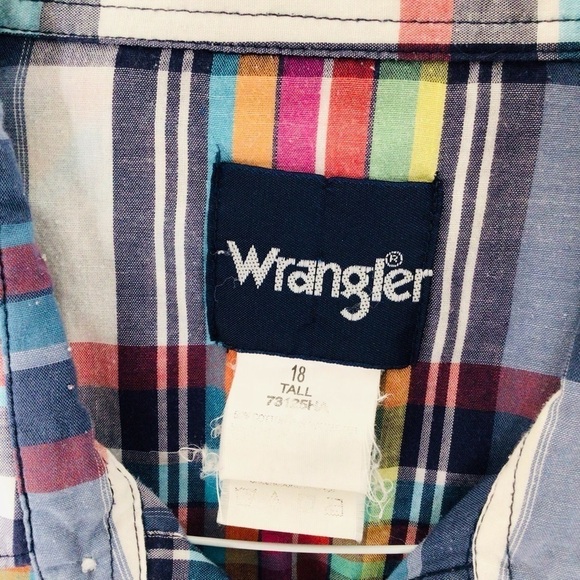 Wrangler button up shirt men 18 tall plaid short sleeve - Picture 5 of 8